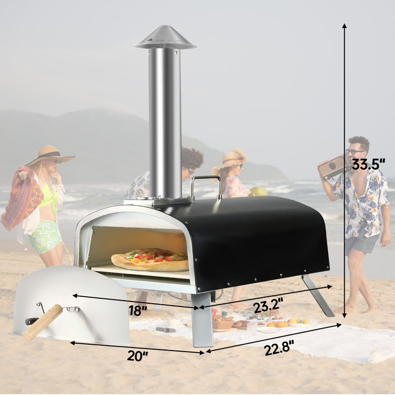 Outdoor Pizza Oven Propane Wood Fired Stainless Steel Pizza Grill Black 12 H x 12 D